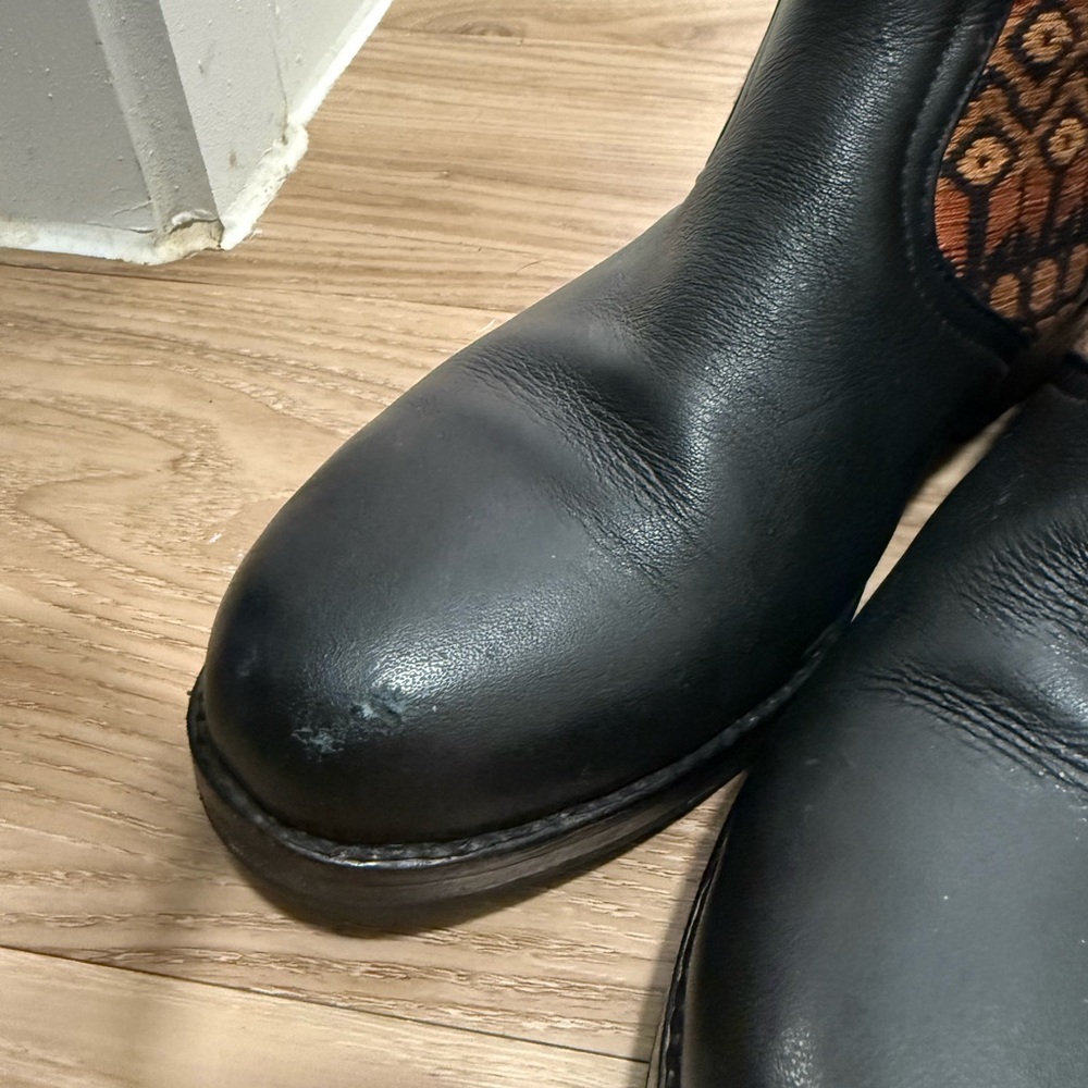 Teysha Black and Orange Patterned Ankle Boots - Picture 3 of 3